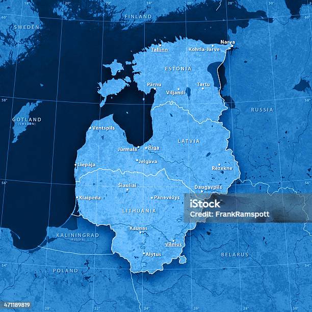 Foto de Países Bálticos Topographic Mapa e mais fotos de stock de Mapa topográfico - Mapa topográfico, Estônia, Letônia