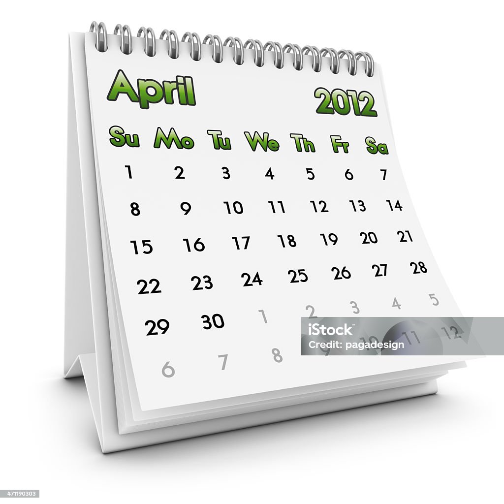 Calendrier de bureau avril 2012 - Photo de Agenda libre de droits