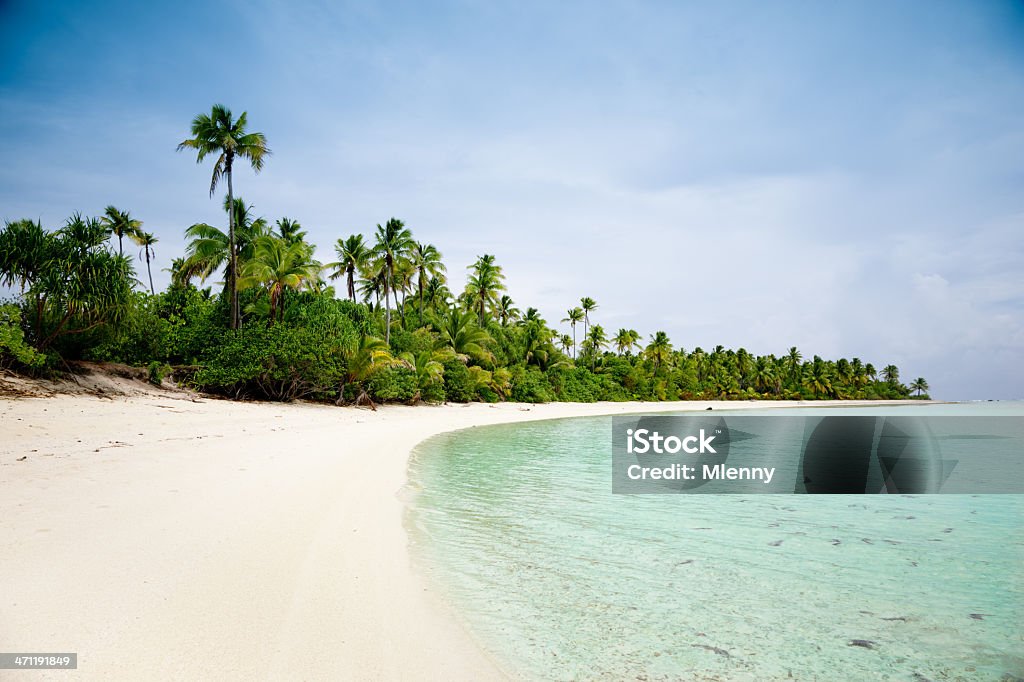 Perfetto Spiaggia di palmo Tapuaetai Aitutaki - Foto stock royalty-free di Acqua