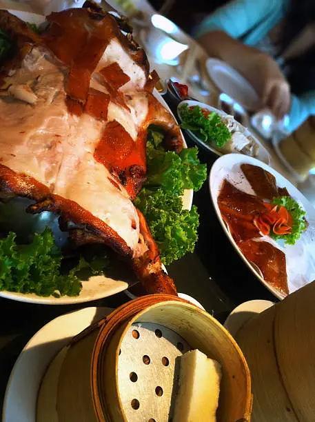 Thai barbecued suckling-pig. Is the thai famous Chinese Luxury dish. Grilling Baby pork can be disturbing for many people