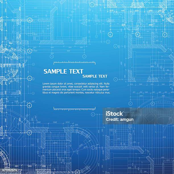 Architectural Background Stock Illustration - Download Image Now - Blueprint, Backgrounds, Construction Industry