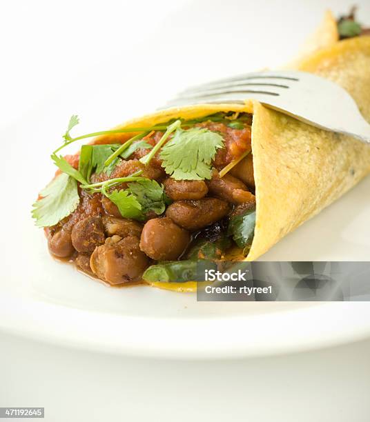 Vegetarian Bean Burrito Stock Photo - Download Image Now - Bell Pepper, Burrito, Dietary Fiber