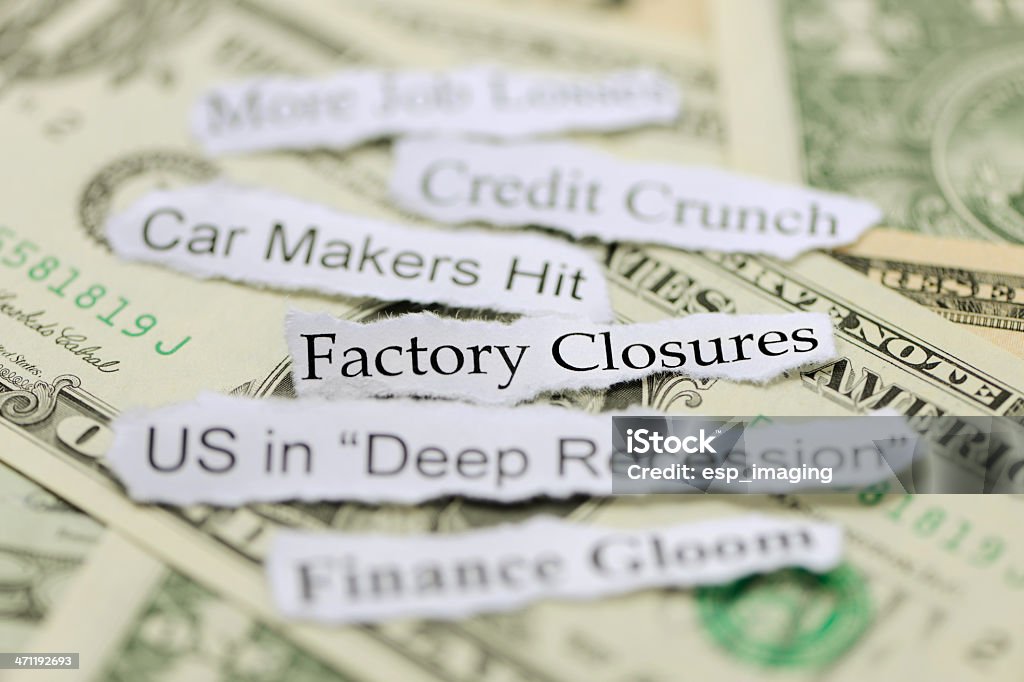 Chiusure di fabbriche e noi Recessione - Foto stock royalty-free di Affari