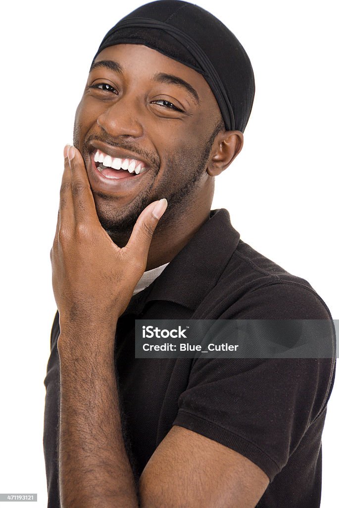 Jeune afro-américaine homme rire - Photo de Do-rag libre de droits