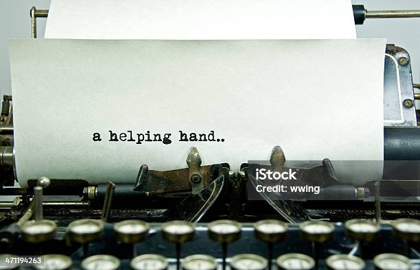 Helping Hand Stock Photo - Download Image Now - Typewriter, Single Word, Typebar