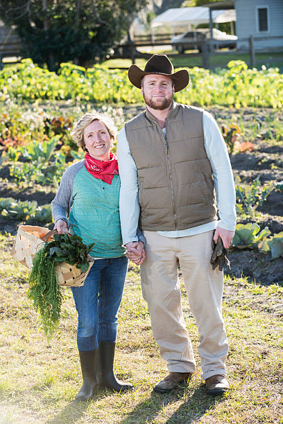 Couple working on a farm