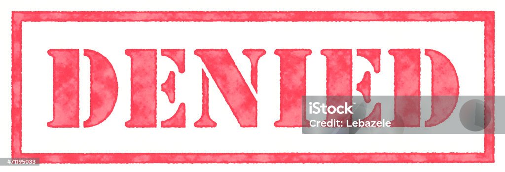 Denied Stamp "DENIED" rubber stamp. Scanned paper with visible paper texture. Abstract Stock Photo