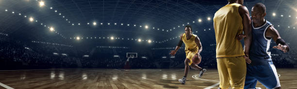 istock Panoramic basketball game moment 471195038
