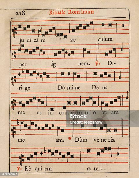 Antique Sheet Music Stock Photo - Download Image Now - Medieval, Chanting, Music