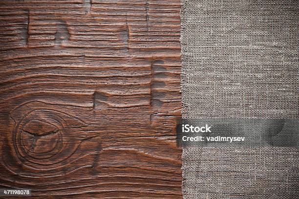 Sacking On Wood Background Stock Photo - Download Image Now - 2015, Abstract, Backgrounds