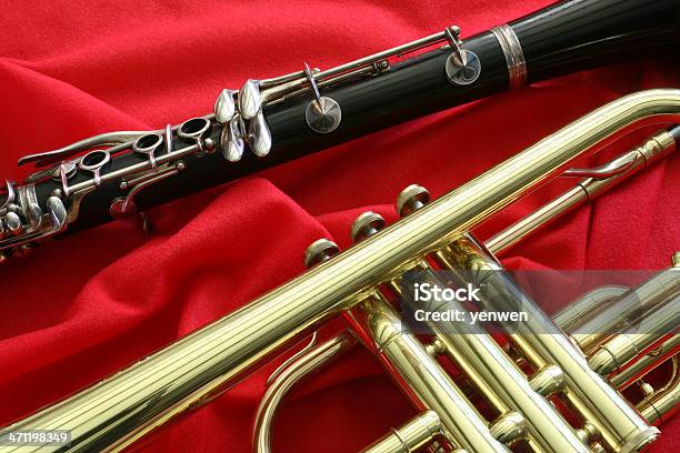 Foto de Clarinete E Trompete Detalhe e mais fotos de stock de Clarinete - Clarinete, Trompete, Brass Band