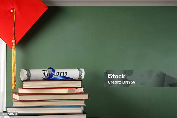 Graduation Stock Photo - Download Image Now - Mortarboard, Red, Book