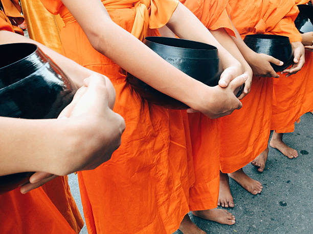 istock food offering to a monk background 471200104