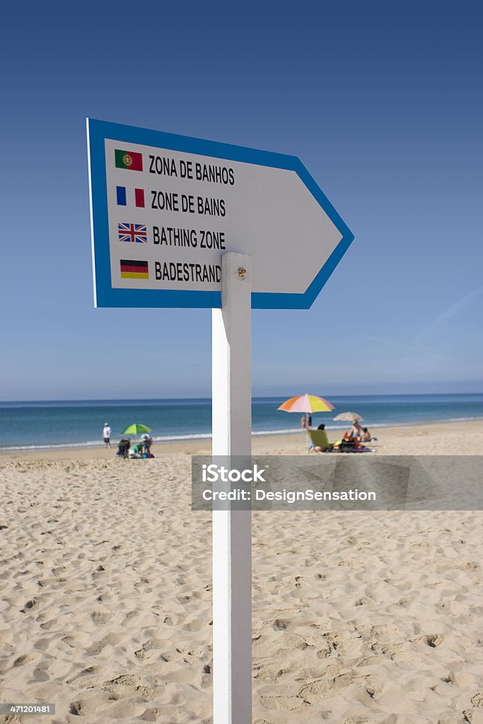 Sobre a praia-'Bathing Zone'sinal - Royalty-free França Foto de stock