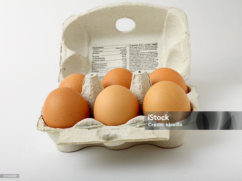 Seis orgânico de granja de ovos na embalagem exterior - Royalty-free Alimento Básico Foto de stock
