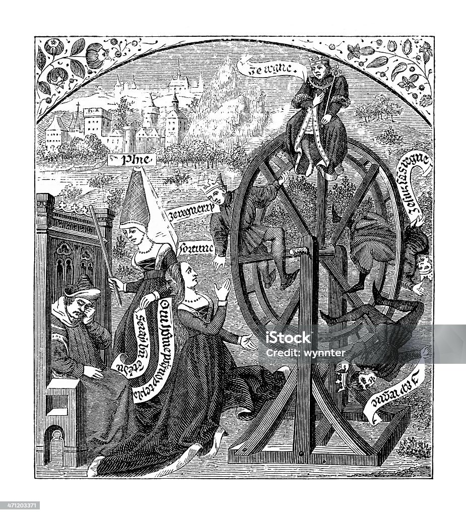 Mittelalterliche Wheel of Fortune - Lizenzfrei Glücksrad Stock-Illustration