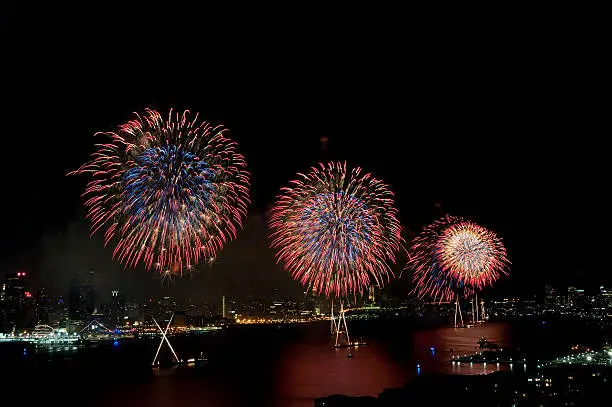 Photo of 4th of July Macys fireworks display on Hudson River.