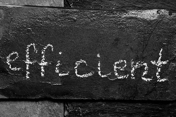 istock The word efficient written with chalk on black stone. 471205582