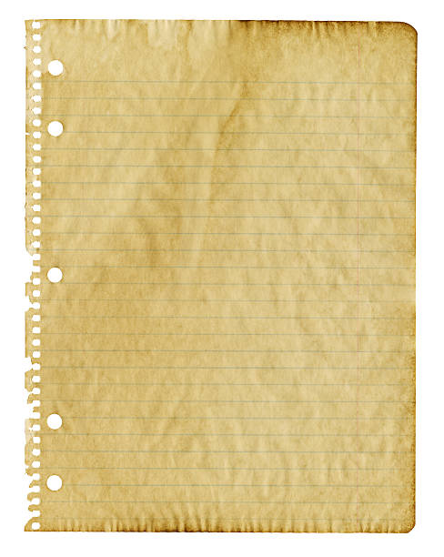Grungy Sheet of Paper Torn From Spiral Notebook stock photo