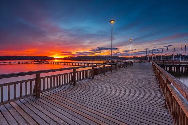 istock Beautiful long exposure lake at sunset landscape. 471206008