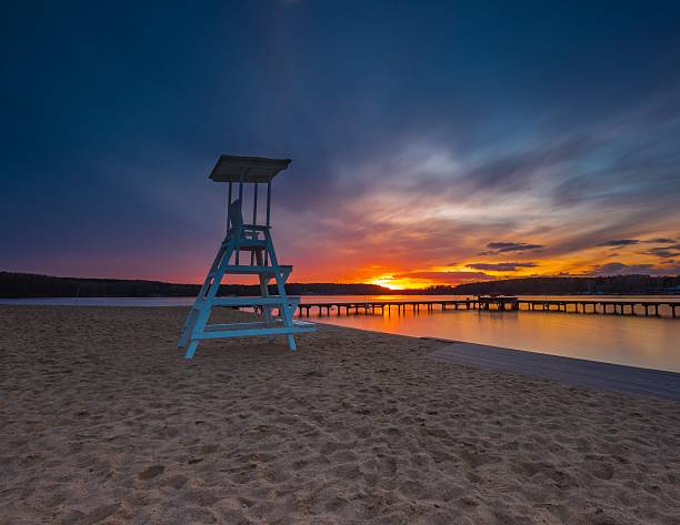 istock Beautiful long exposure lake at sunset landscape. 471206020