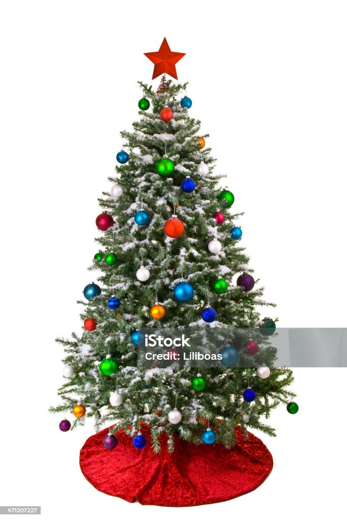 Aufgeflockte Christmas Tree - Lizenzfrei Freisteller – Neutraler Hintergrund Stock-Foto