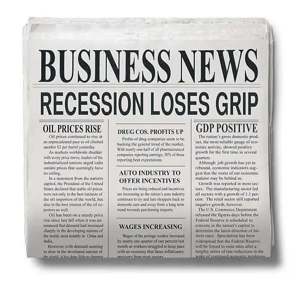 Generic newspaper with pertinent but made up stories and the masthead "Business News"