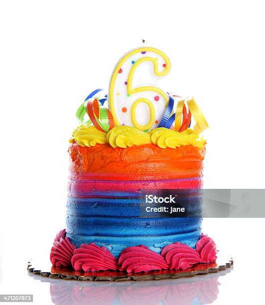 6 번째 생일 케이크 0명에 대한 스톡 사진 및 기타 이미지 - 0명, 6, 노화