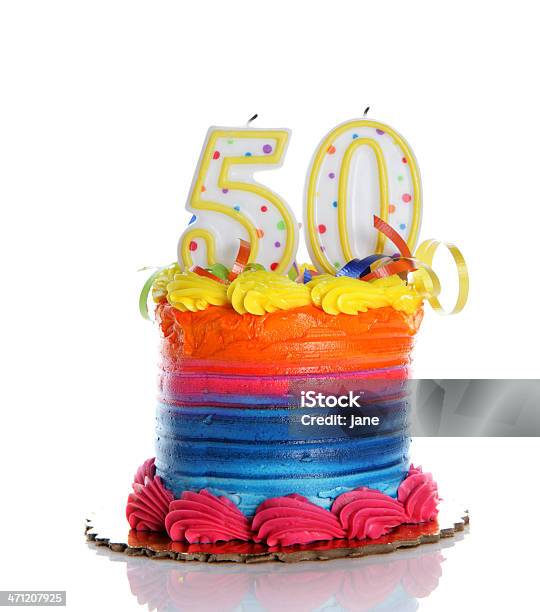 50 º Compleanno Torta - Fotografie stock e altre immagini di Numero 50 - Numero 50, Dolce, Candeline di compleanno