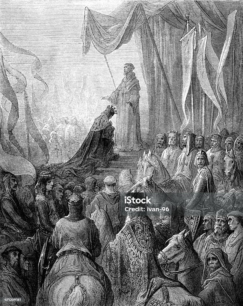 Louis VII "Louis VII receives the Cross from St. Bernard of Clairvaux" by Gustave Dore (1832 – 1883) Horse stock illustration