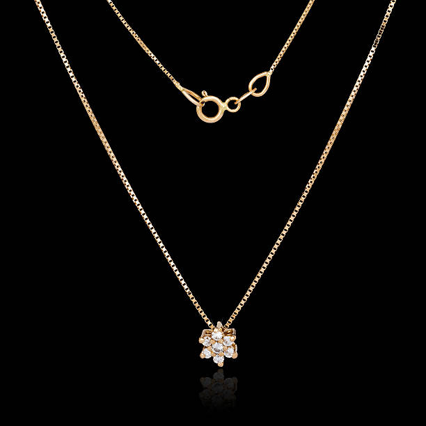 istock Golden necklace isolated on black background 471209542