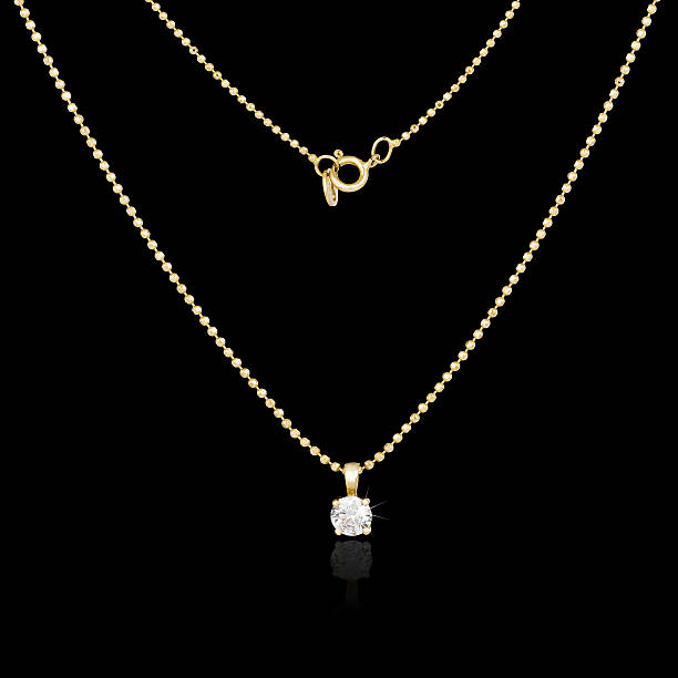 istock Golden necklace isolated on black background 471209824