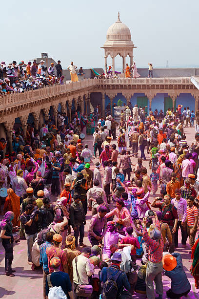 istock Indian people celebrating Holi in the temple 471209880