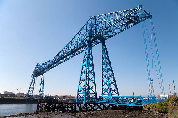 Transporter Bridge, Teesside Built in 1911 to replace an earlier steam ferry, the Middlesbrough Transporter Bridge is the furthest downstream bridge across the River Tees, England. cleveland england stock pictures, royalty-free photos & images