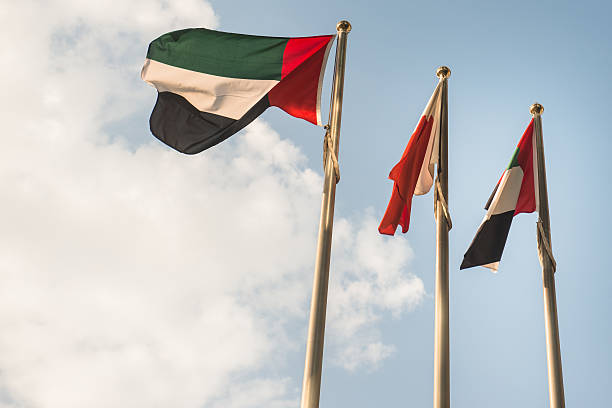 istock UAE flag waving on the sky 471209894
