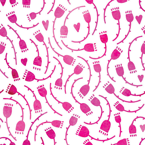 istock Seamless watercolor pattern of hand drawn pink flowers. 471210746