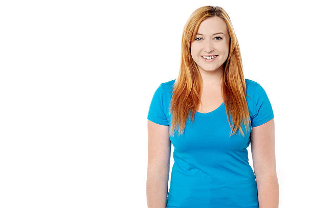 istock Smiling woman posing over white 471212452
