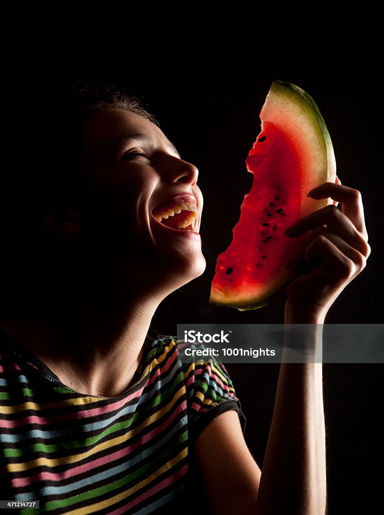 Menina com melancia - Foto de stock de 20 Anos royalty-free