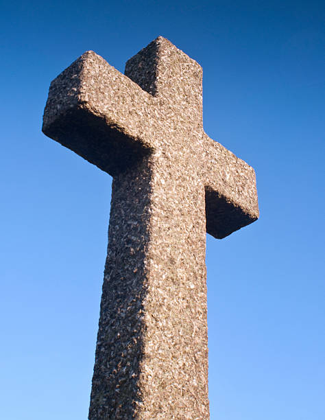 cross. - old cross shape stone weathered стоковые фото и изображения