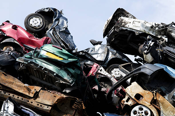 Recycling of cars stock photo