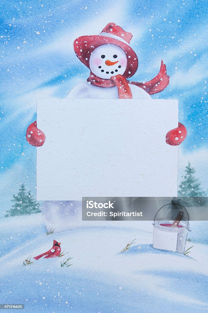 Pupazzo di neve con segno - Illustrazione stock royalty-free di Animale