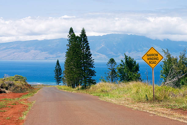 Hawaii, kauai island,road trip, on the road in Hanalei bay, photo took from the inside of the var