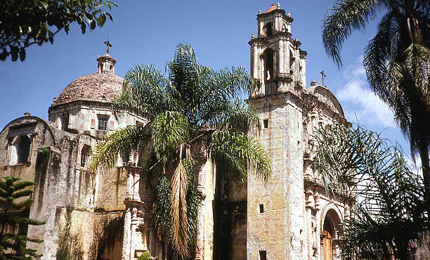 Cathedral during daytime in city of Cuernavaca Mexico stock photo