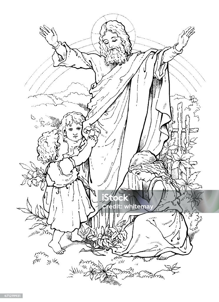 Suffer les petits enfants sont dessin victorien suffisent à moi - Illustration de Jésus-Christ libre de droits