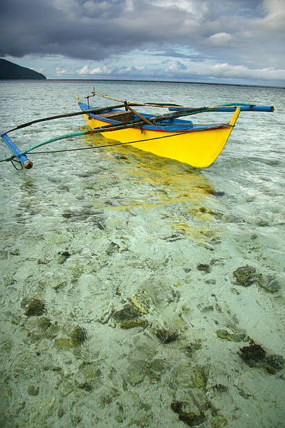 istock Yellow Boat in Shallow Waters 471220459