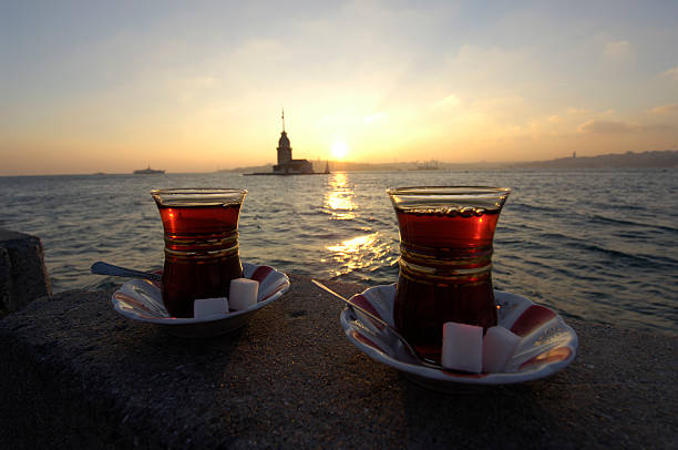 istock Two cups of tea with sugar at cafe in Bosphorus, Istanbul 471221349