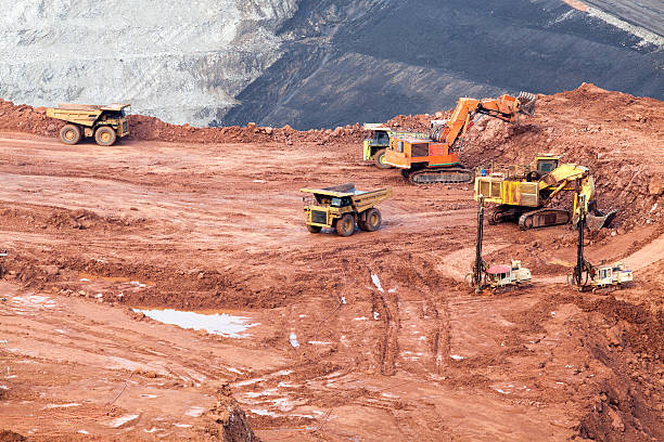 istock Part of a pit with big mining truck working 471221472