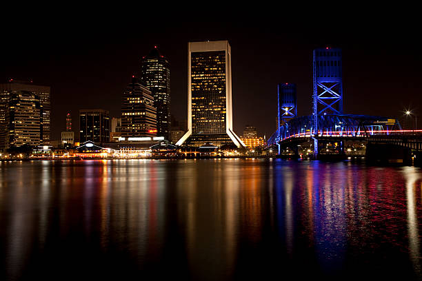 Jacksonville, Florida nighttime skyline stock photo