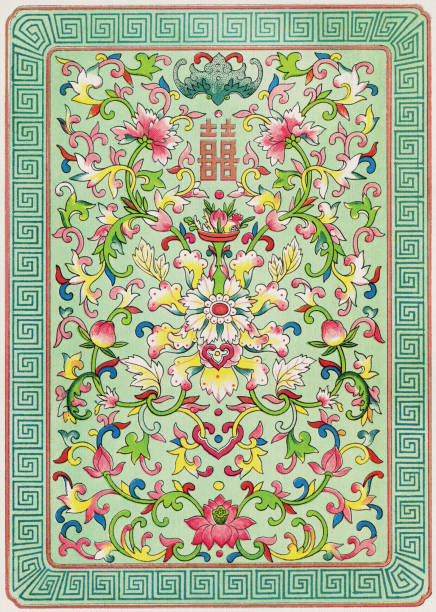 ilustrações, clipart, desenhos animados e ícones de asiáticos tradicionais de papel de parede - flower china frame chinese culture