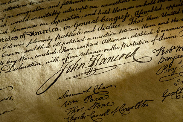 john hancock podpis w usa deklaracja niepodległości - declaration of independence independence fourth of july american revolution zdjęcia i obrazy z banku zdjęć